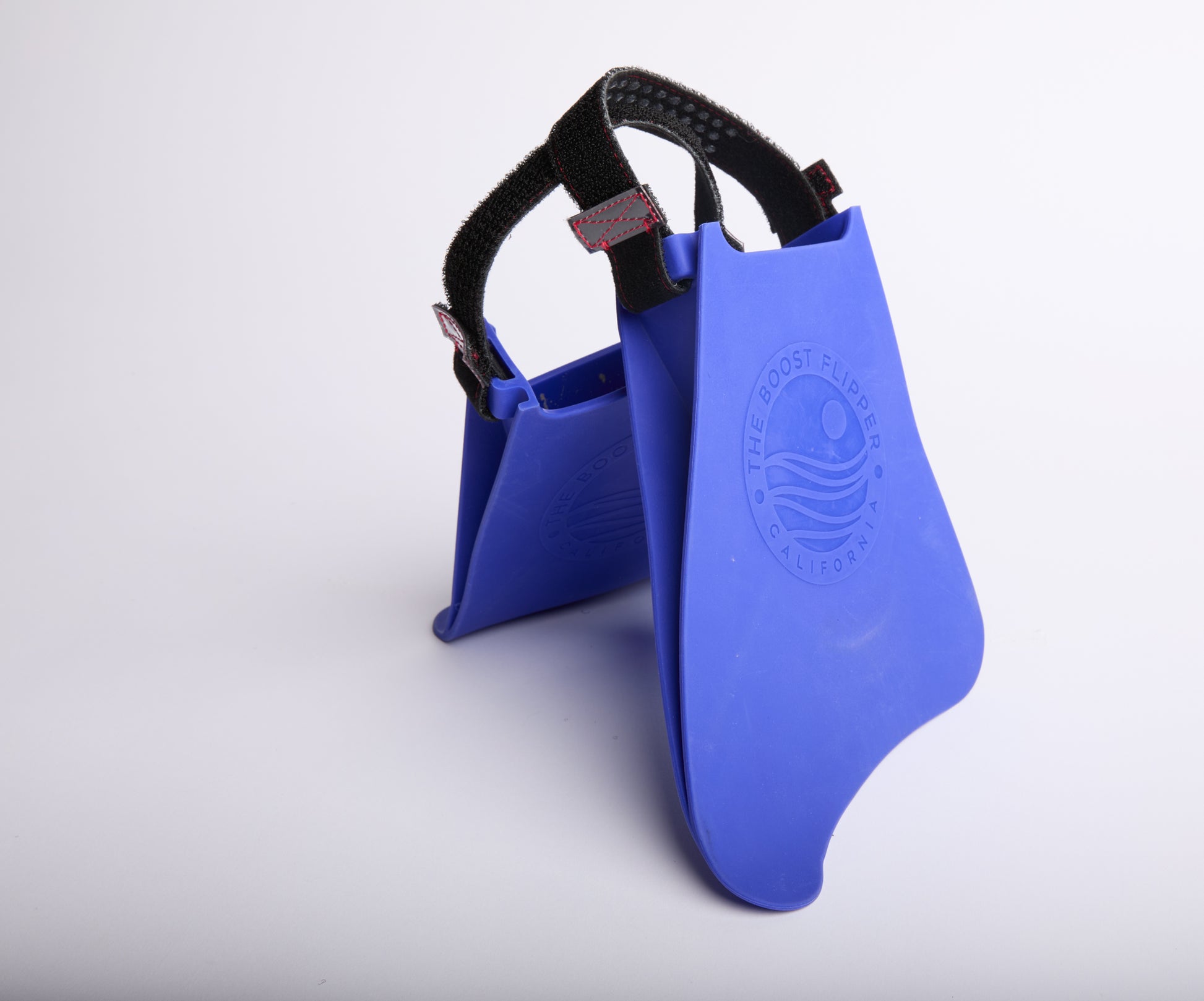 Blue children's swimming flipper with straps